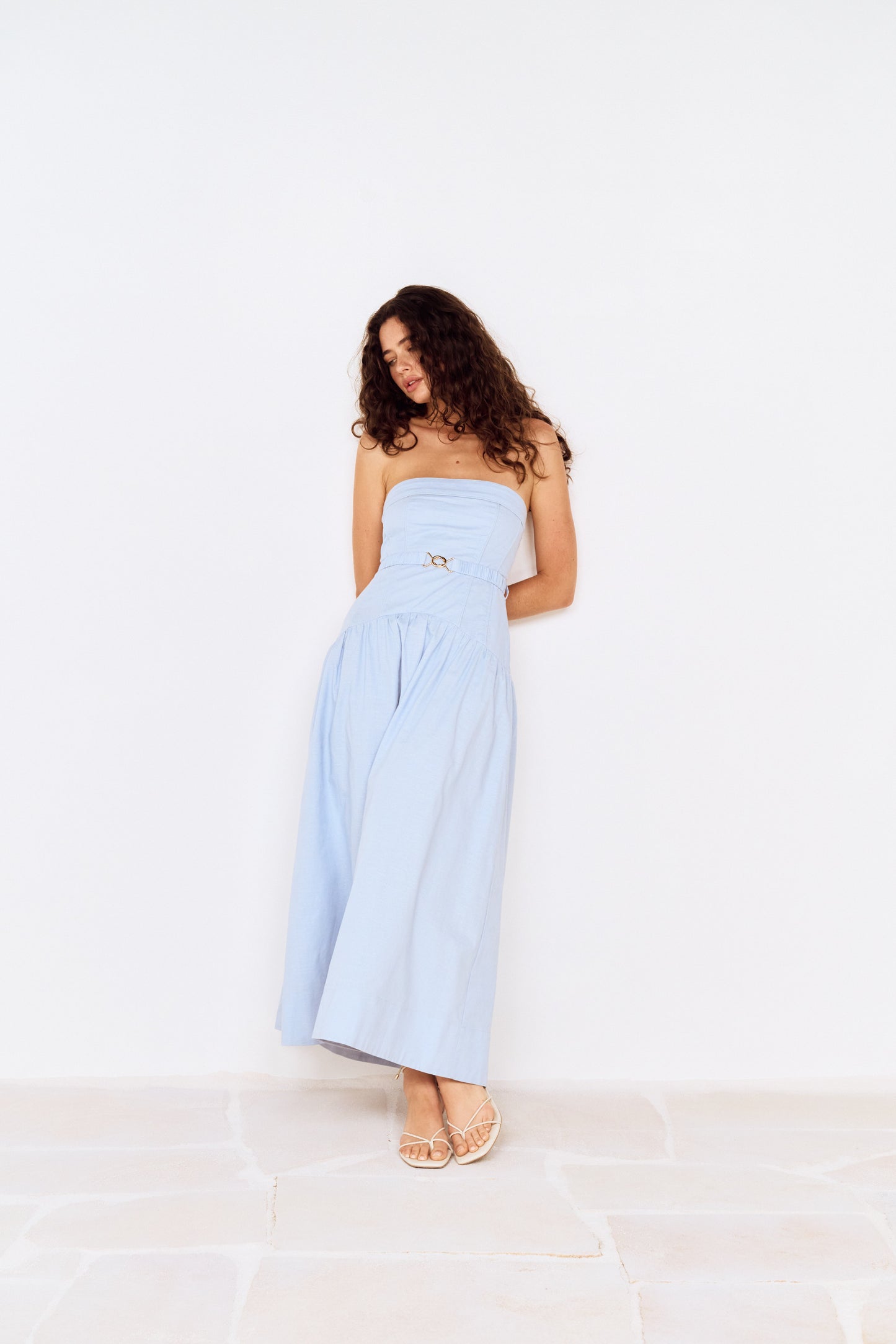 INES STRAPLESS MIDI DRESS