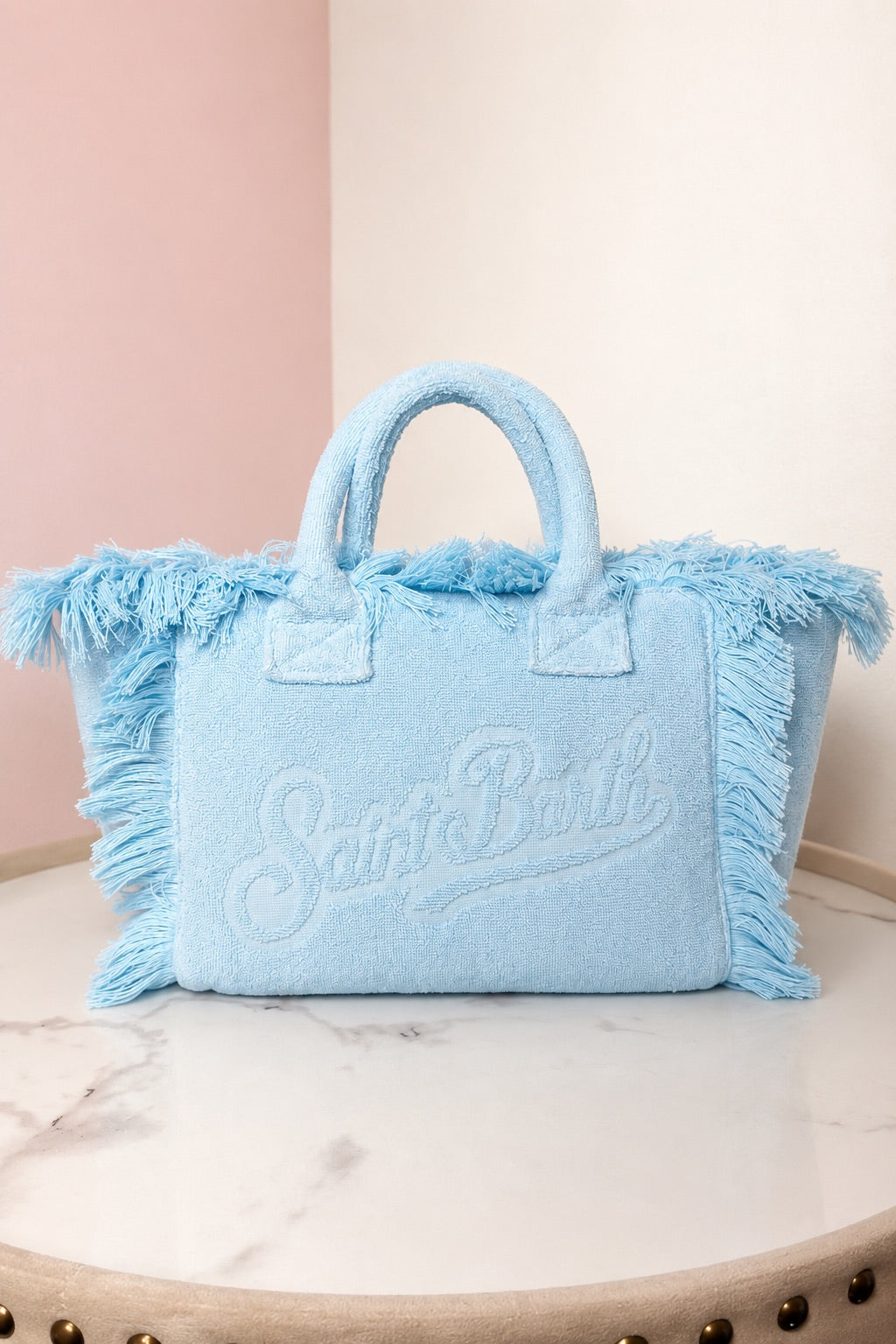 Colette Terry Embossed Handbag with Strap, Medium - Blue