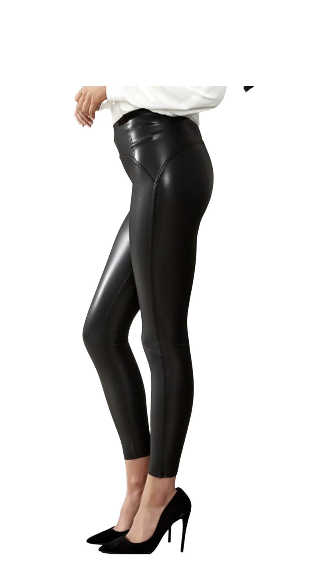 Tagoo Faux Leather Leggings for Women Black High Waisted Pleather