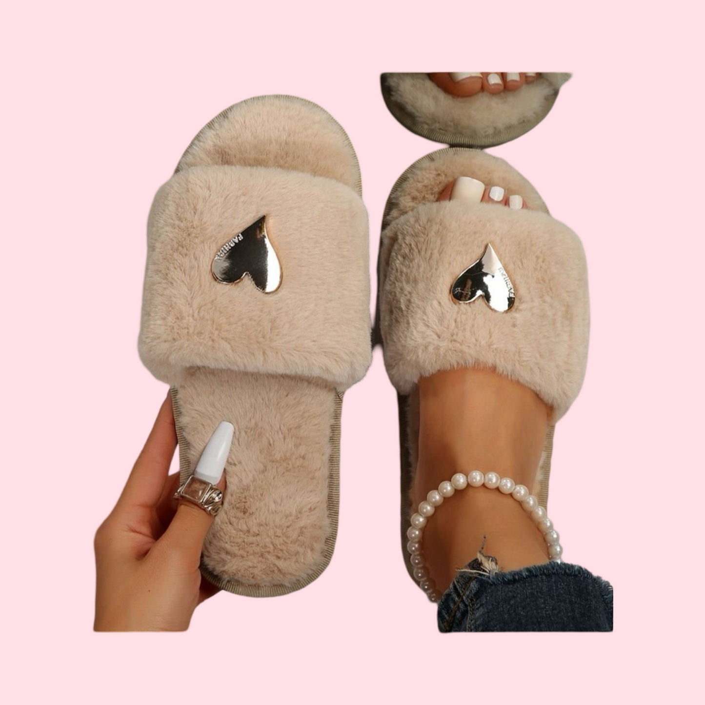 Heart Plush Slippers