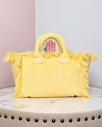Colette Terry Embossed Handbag with Strap, Medium - Yellow