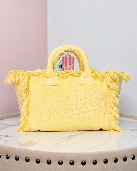 Colette Terry Embossed Handbag with Strap, Medium - Yellow