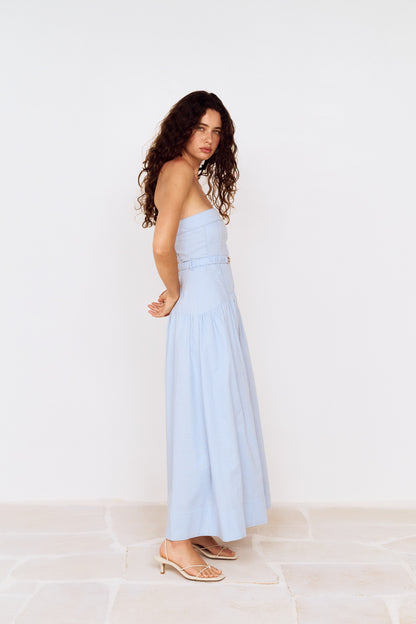INES STRAPLESS MIDI DRESS