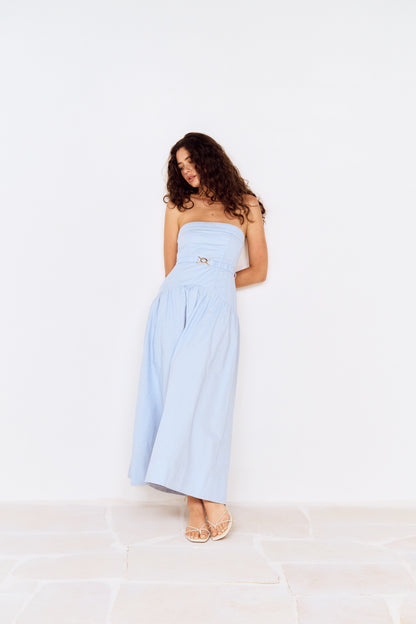 INES STRAPLESS MIDI DRESS