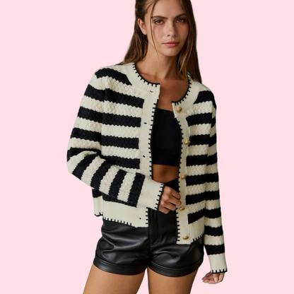 The Mia Stripe Cardigan by Papermoon