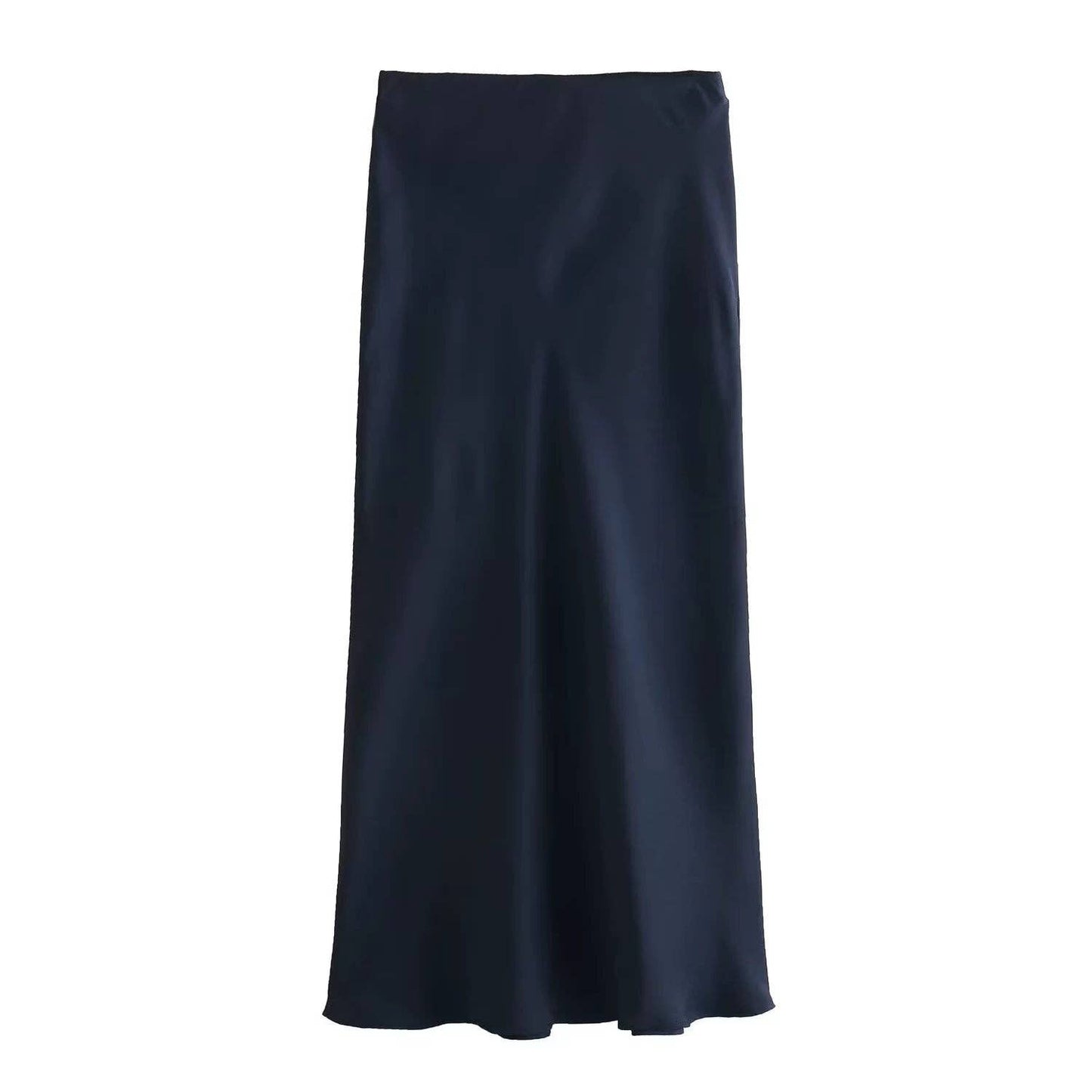 Solid Color Satin Midi Skirt