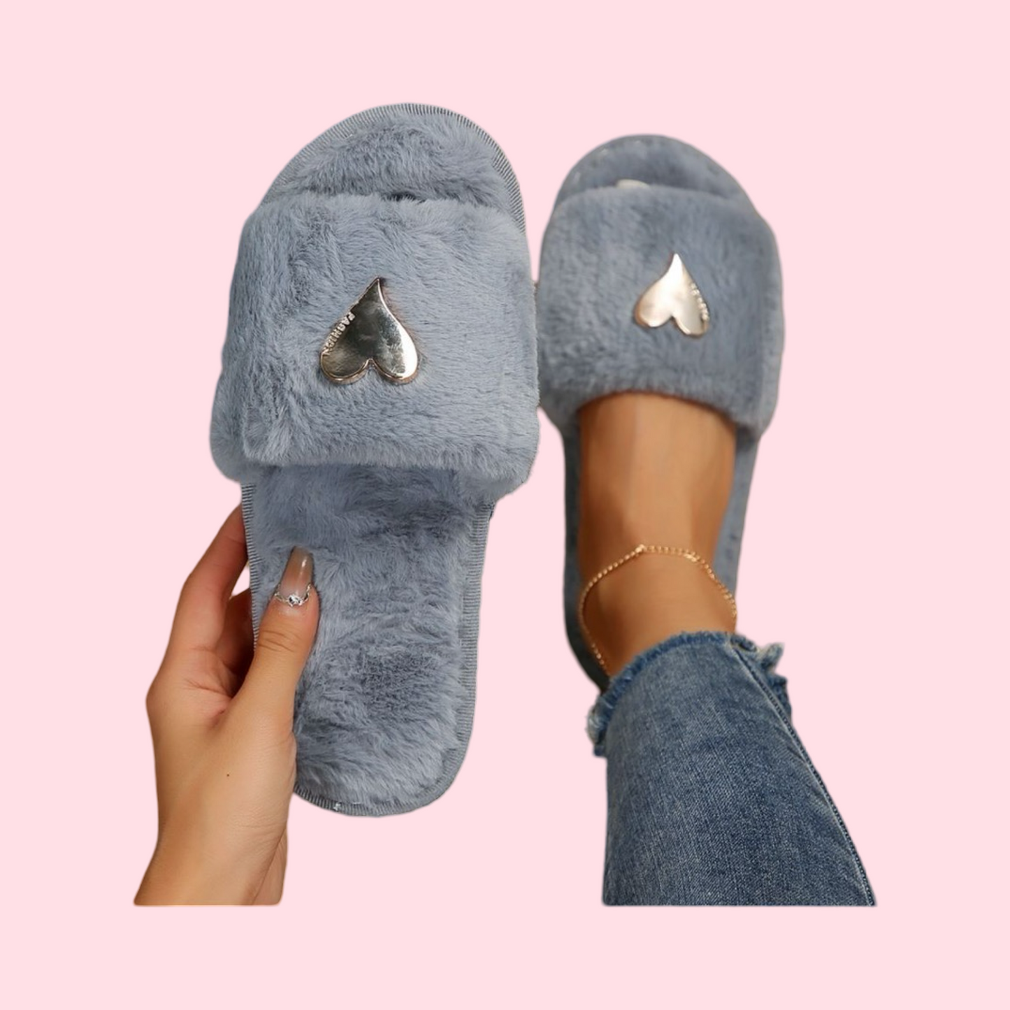 Heart Plush Slippers