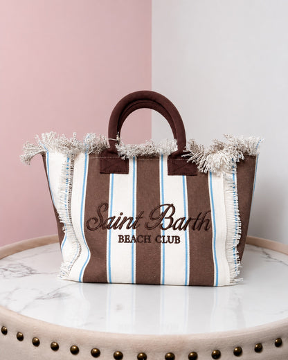 Colette Stripped Beach Handbag - Brown
