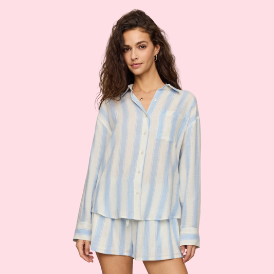 The Perfect Stripe Linen Short Set