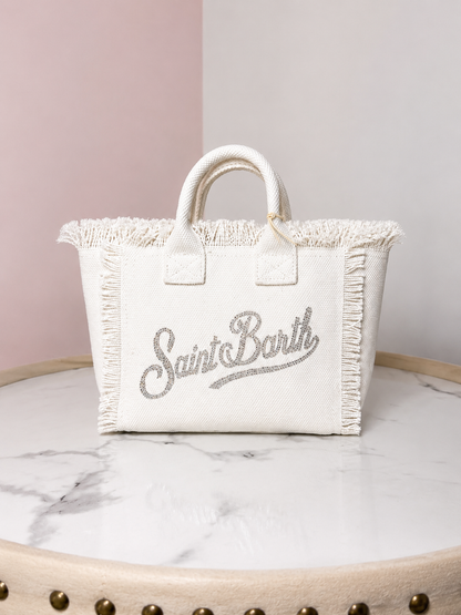 Vanity Mini Rhinestone Frayed Tote Bag